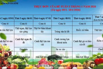 THỰC ĐƠN CỦA BÉ TỪ NGÀY 5/1 – 10/1/2026