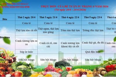 THỰC ĐƠN CỦA BÉ (Từ ngày 20/4-24/4/2026)